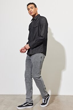Rider Slim Fit Dar Kesim Normal Bel Esnek Jean Kot Pantolon - Slate Acid-L701ORGX (görsel 2)