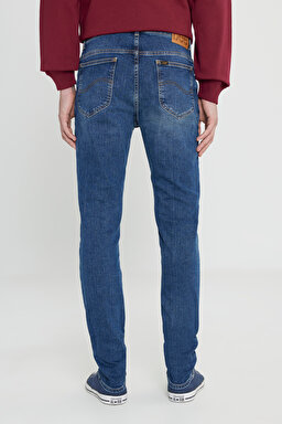 Rider Slim Fit Dar Kesim Normal Bel Esnek Jean Kot Pantolon - Deep Water-L701PXEE (görsel 4)