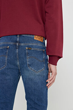Rider Slim Fit Dar Kesim Normal Bel Esnek Jean Kot Pantolon - Deep Water-L701PXEE (görsel 6)