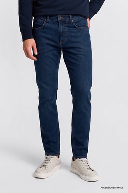 Pamuklu Straight Fit Cepli Esnek Jean Kot Denim Pantolon - Dark Blue-L706260051DB (görsel 3)