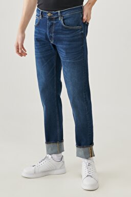 Daren Regular Straight Fit Normal Bel Esnek Jean Kot Pantolon - Blue-L707001400 (görsel 5)
