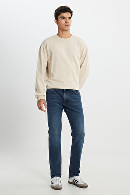 Regular Fit Normal Kesim Normal Bel Düz Paça Daren Mavi Esnek Jean Denim Pantolon - Holland Blue-L7075626586 (görsel 2)