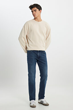 Regular Fit Normal Kesim Normal Bel Düz Paça Daren Mavi Esnek Jean Denim Pantolon - Holland Blue-L7075626586 (görsel 3)