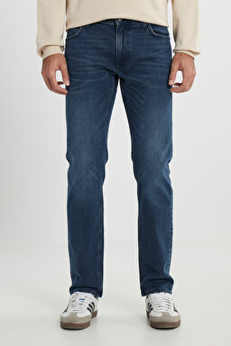 Regular Fit Normal Kesim Normal Bel Düz Paça Daren Mavi Esnek Jean Denim Pantolon - Holland Blue-L7075626586 (görsel 4)