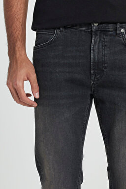 Daren Straight Fit Normal Bel Denim Esnek Jean Kot Pantolon - Dk Worn Magnet-L707PYCB (görsel 6)