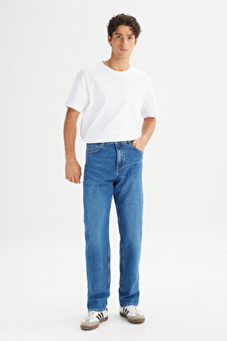 Asher Loose Fit Geniş Kesim Düşük Bel İndigo Denim Jean Pantolon - Mid Indigo-L70E00002381
