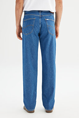 Asher Loose Fit Geniş Kesim Düşük Bel İndigo Denim Jean Pantolon - Mid Indigo-L70E00002381 (görsel 5)