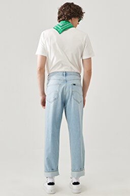 Loose Straight Fit Denim Jean Kot Pantolon - Light Alton-L70EOWJU (görsel 6)