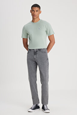 West Relaxed Straight Fit Normal Bel Gri Esnek Jean Kot Pantolon - Slate Acid-L70W034GX (görsel 3)
