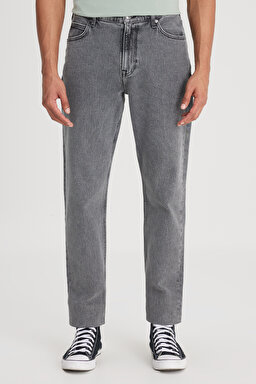 West Relaxed Straight Fit Normal Bel Gri Esnek Jean Kot Pantolon - Slate Acid-L70W034GX (görsel 5)