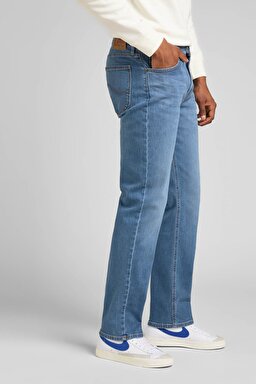 West Relaxed Straight Fit Normal Bel Mavi Esnek Jean Kot Pantolon - Mid Worn in-L70WCAC55 (görsel 3)