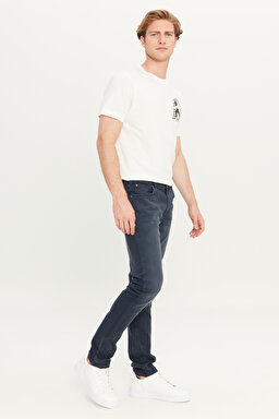 Luke Slim Fit Dar Kesim Normal Bel Pamuklu Esnek İndigo Jean Denim Pantolon - Dark Indigo-L71900036X1E (görsel 2)