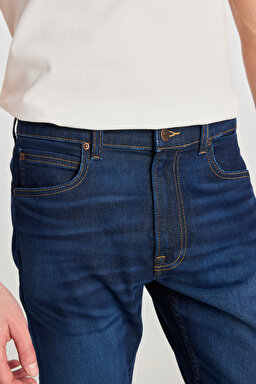 Luke Slim Fit Dar Kesim Mavi Pamuklu Esnek Jean Denim Pantolon - Mid Indigo-L71900037381 (görsel 5)
