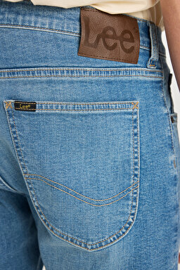 Luke Slim Fit Dar Kesim Normal Bel Dar Paça Mavi Pamuklu Esnek Denim Pantolon - Mid Indigo-L71900057318 (görsel 6)