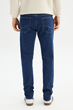 Luke Slim Fit Dar Kesim Normal Bel Dar Paça Pamuklu Esnek Mavi Jean Denim Pantolon - Dark Indigo-L71900058317 (görsel 5)