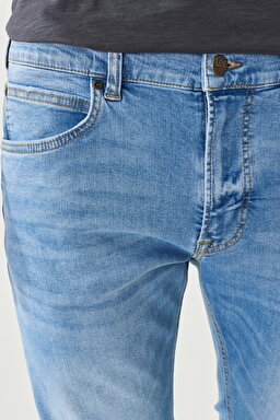 Luke Slim Tapered Fit Dar Kesim %100 Pamuk Açık Mavi Jean Kot Pantolon - Light Blue-L719004404 (görsel 5)