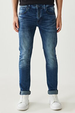 Luke Slim Tapered Fit Normal Bel Esnek Jean Kot Pantolon - Crown Blue-L719027398 (görsel 3)