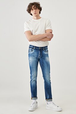 Luke Slim Fit Düşük Bel Denim Esnek Jean Kot Pantolon - Mid Blue-L719028XT