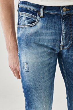 Luke Slim Fit Düşük Bel Denim Esnek Jean Kot Pantolon - Mid Blue-L719028XT (görsel 5)