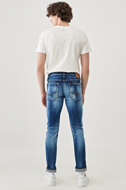 Luke Slim Fit Düşük Bel Denim Esnek Jean Kot Pantolon - Mid Blue-L719028XT (görsel 6)