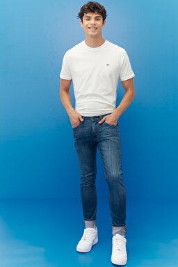 Luke Slim Tapered Esnek Jean Kot Pantolon - Dark Blue-L719031408