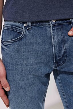 Luke Slim Fit Dar Kesim Normal Bel Mavi Esnek Jean Kot Pantolon - Light Blue-L719043404 (görsel 4)