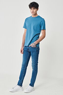 Luke Slim Fit Dar Kesim Normal Bel Mavi Esnek Jean Kot Pantolon - Stone-L71904358 (görsel 2)
