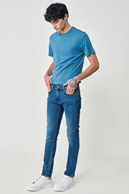 Luke Slim Fit Dar Kesim Normal Bel Mavi Esnek Jean Kot Pantolon - Stone-L71904358 (görsel 3)
