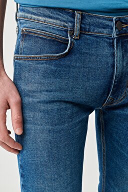Luke Slim Fit Dar Kesim Normal Bel Mavi Esnek Jean Kot Pantolon - Stone-L71904358 (görsel 4)