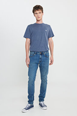 Luke Slim Fit Dar Kesim Normal Bel Mavi Esnek Jean Kot Pantolon - Mid Blue-L719043XT (görsel 2)