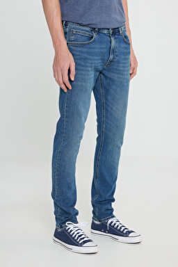 Luke Slim Fit Dar Kesim Normal Bel Mavi Esnek Jean Kot Pantolon - Mid Blue-L719043XT (görsel 3)