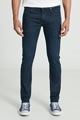 Luke Slim Fit Dar Kesim Normal Bel Koyu Mavi Esnek Jean Kot Pantolon - Dark Stone-L719045098 (görsel 4)