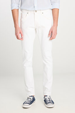 Luke Slim Fit Dar Kesim Normal Bel Beyaz Esnek Pantolon - White-L719067100 (görsel 3)