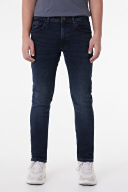 Luke Slim Fit Dar Kesim Düşük Bel Koyu Mavi Esnek Jean Kot Pantolon - Stone-L71907658 (görsel 3)