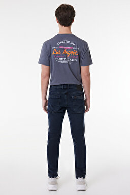 Luke Slim Fit Dar Kesim Düşük Bel Koyu Mavi Esnek Jean Kot Pantolon - Stone-L71907658 (görsel 4)
