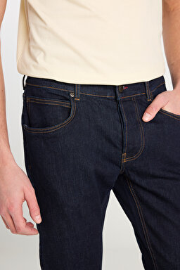 Luke Slim Fit Dar Kesim Normal Bel Koyu Mavi Esnek Jean Kot Pantolon - Rinse-L71908836 (görsel 5)