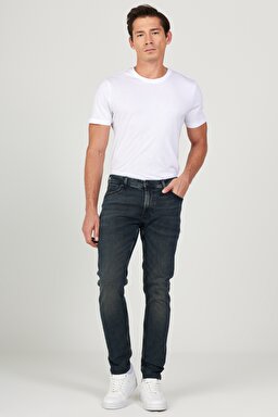 Luke Slim Fit Dar Kesim Düşük Bel Koyu Gri Esnek Jean Kot Pantolon - Stone-L71910558 (görsel 2)