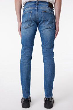 Slim Fit Dar Kesim Normal Bel Taşlamalı Mavi Esnek Luke Jean Denim Kot Pantolon - Stone-L71911858 (görsel 5)