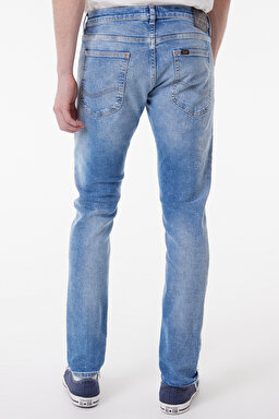 Slim Fit Dar Kesim Normal Bel Taşlamalı Açık Mavi Esnek Luke Jean Denim Kot Pantolon - Light Blue-L719119404 (görsel 6)