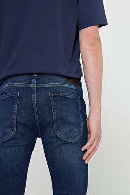 Slim Fit Dar Kesim Düşük Bel Taşlamalı Mavi Esnek Luke Jean Denim Kot Pantolon - Stone-L71912058 (görsel 6)