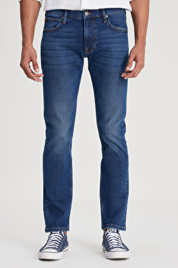 Slim Fit Dar Kesim Normal Bel Dar Paça Luke Mavi Jean Kot Pantolon - Mid Blue-L719125XT (görsel 5)