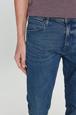 Slim Fit Dar Kesim Normal Bel Dar Paça Luke Mavi Jean Kot Pantolon - Mid Blue-L719127XT (görsel 5)