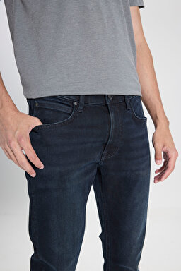 Luke Slim Fit Dar Kesim Normal Bel Dar Paça Koyu Mavi Jean Denim Pantolon - Dark Blue Black-L719159016 (görsel 3)
