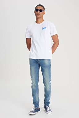 Slim Fit Dar Kesim Normal Bel Dar Paça Luke Mavi Jean Kot Pantolon - Mid Blue-L719165XT (görsel 2)