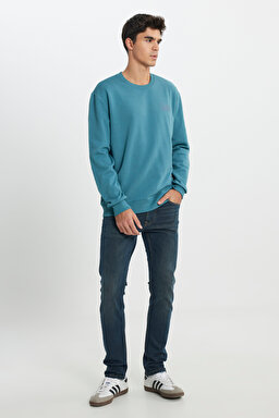 Slim Fit Dar Kesim Normal Bel Dar Paça Luke İndigo Jean Denim Pantolon - Mid Indigo-L719166318