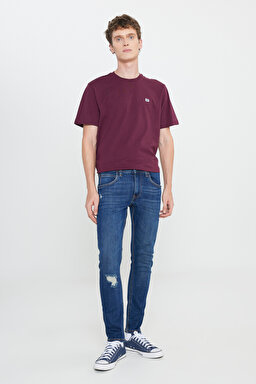 Slim Fit Dar Kesim  Normal Bel Dar Paça Luke Mavi Jean Kot Pantolon - Mid Blue-L719182XT