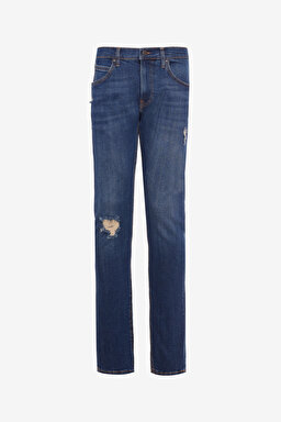 Slim Fit Dar Kesim  Normal Bel Dar Paça Luke Mavi Jean Kot Pantolon - Mid Blue-L719182XT (görsel 7)