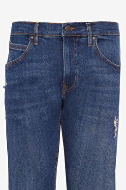 Slim Fit Dar Kesim  Normal Bel Dar Paça Luke Mavi Jean Kot Pantolon - Mid Blue-L719182XT (görsel 8)
