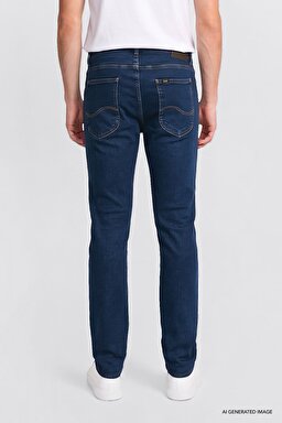 Luke Slim Fit Dar Kesim Normal Bel Dar Paça Pamuklu Esnek Mavi Jean Denim Pantolon - Dark Indigo-L719260145317 (görsel 4)