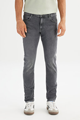 Pamuklu Slim Fit Dar Kesim Cepli Esnek Denim Jean Kot Pantolon - Ashes-L7199020905 (görsel 2)